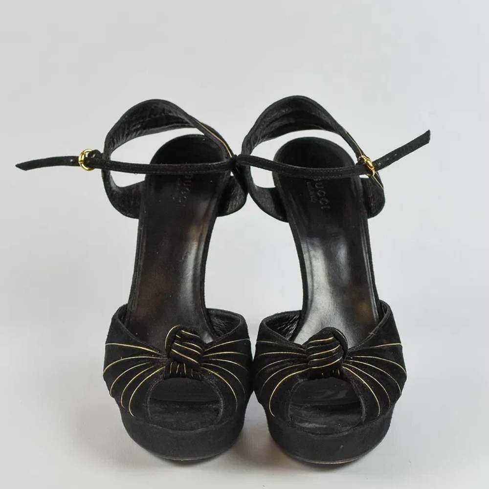 Gucci Kelly Knot black suede platform heels Size 9.5